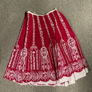 Red and White pleated skirt